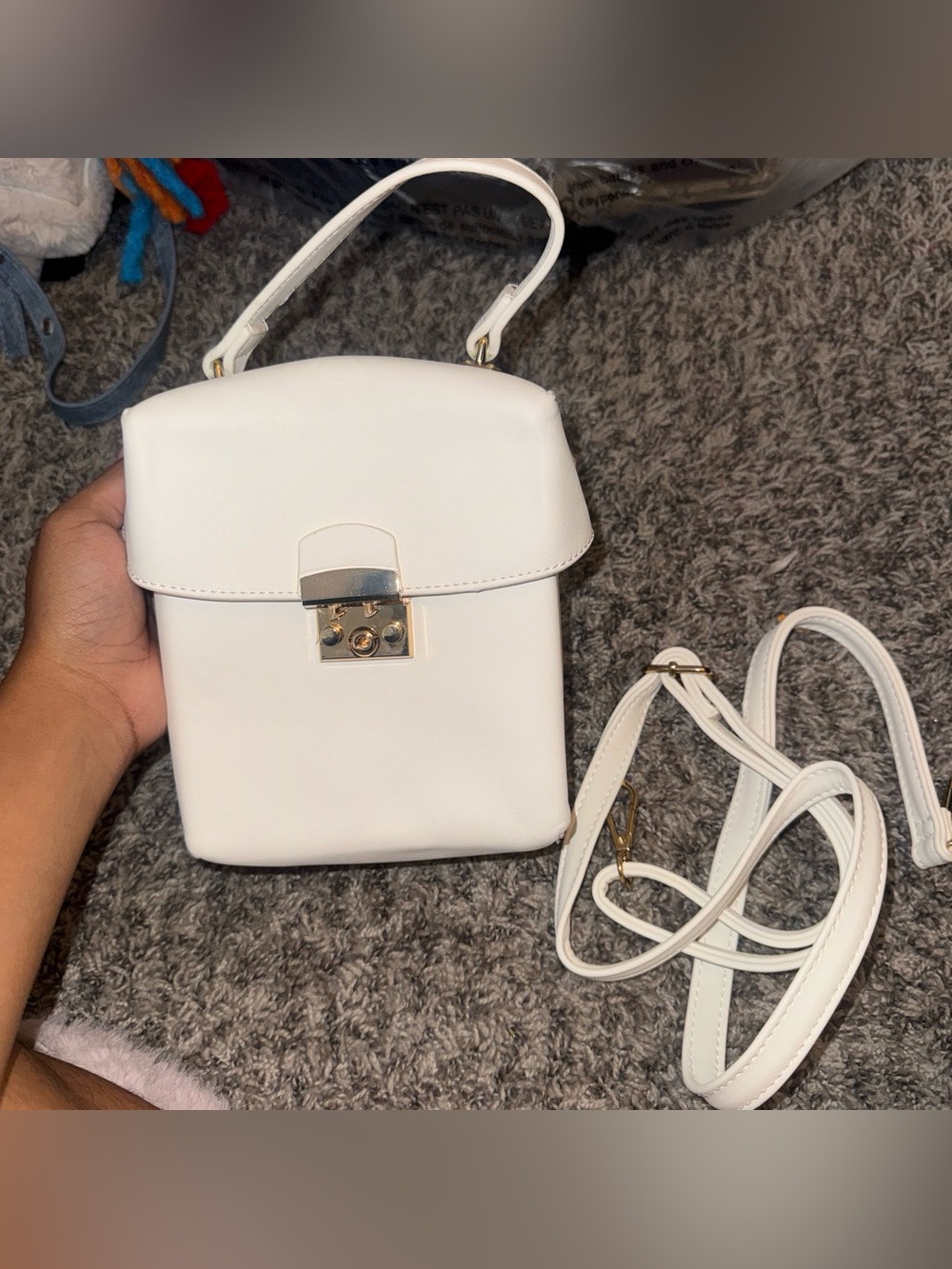 Fashion nova White Structured Top-Handle Crossbody Bag - Minimal Chic